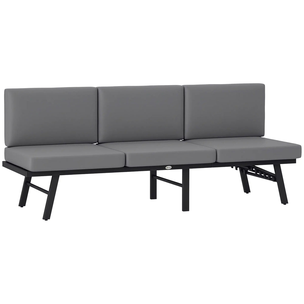 3-en-1 Canapé d'extérieur 3 places, Chaise longue, Canapé d'extérieur avec table, Gris
