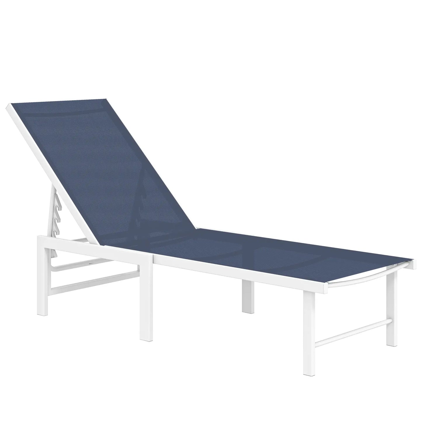 Outdoor Lounge Chair, 5-Position Reclining Chaise, Dark Blue Lounger Chairs at Gallery Canada
