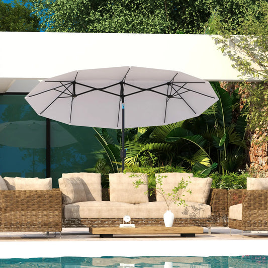 9.7' Double-Sided Patio Umbrella, Tilt Crank Vents, Cream White Sun Umbrellas Cream White, Black at Gallery Canada
