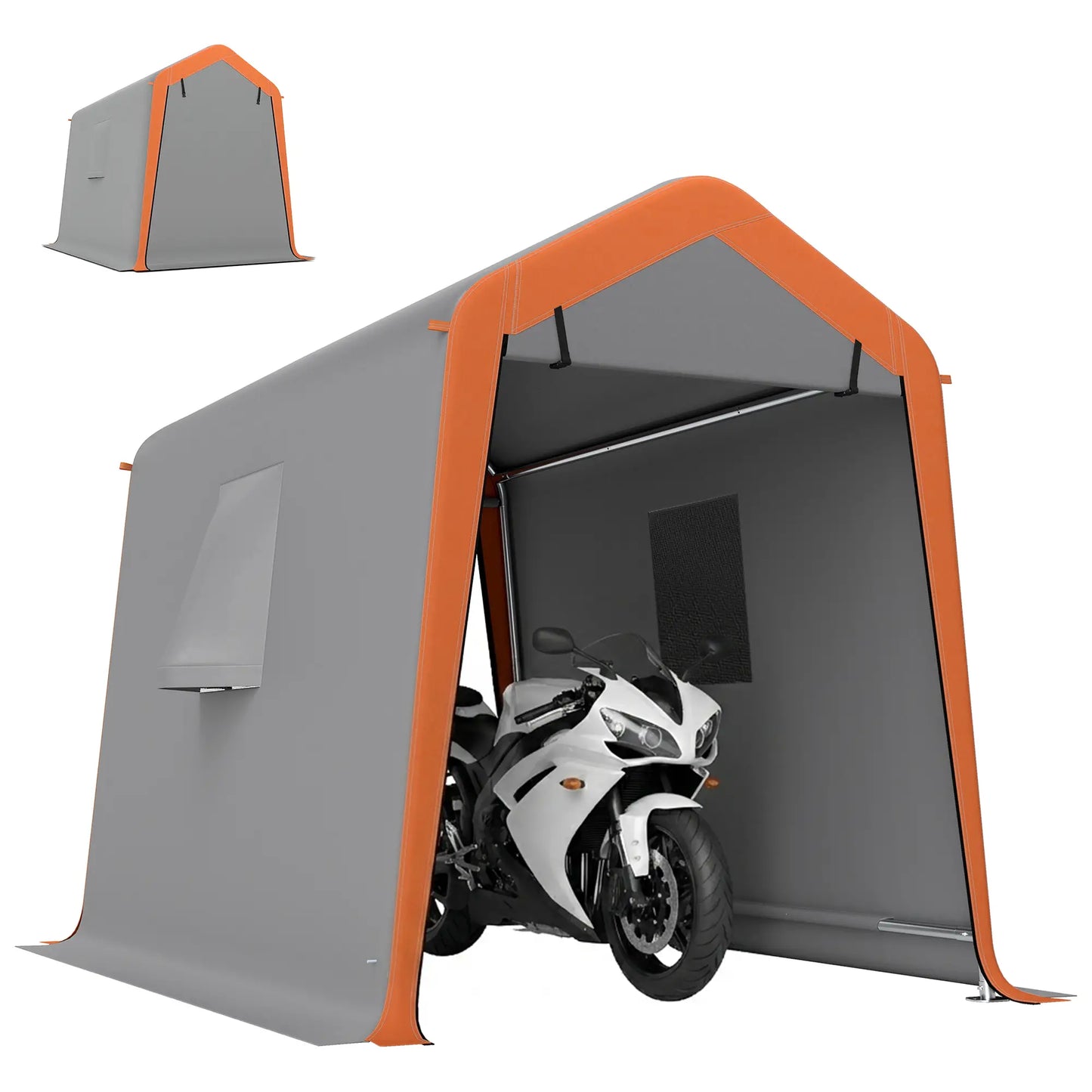 6' x 8' Portable Storage Shed Tent, Waterproof Motorcycle Bike Tent, Light Grey Car Shelters at Gallery Canada