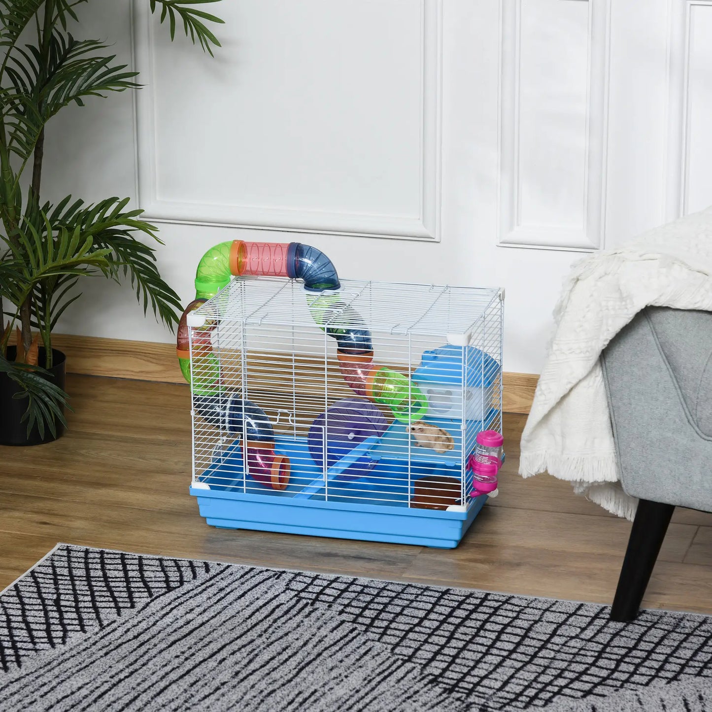 18"L Hamster Cage, 2-Level Rat Gerbil Haven, Tunnel Tube System, Blue Hamster Cages at Gallery Canada