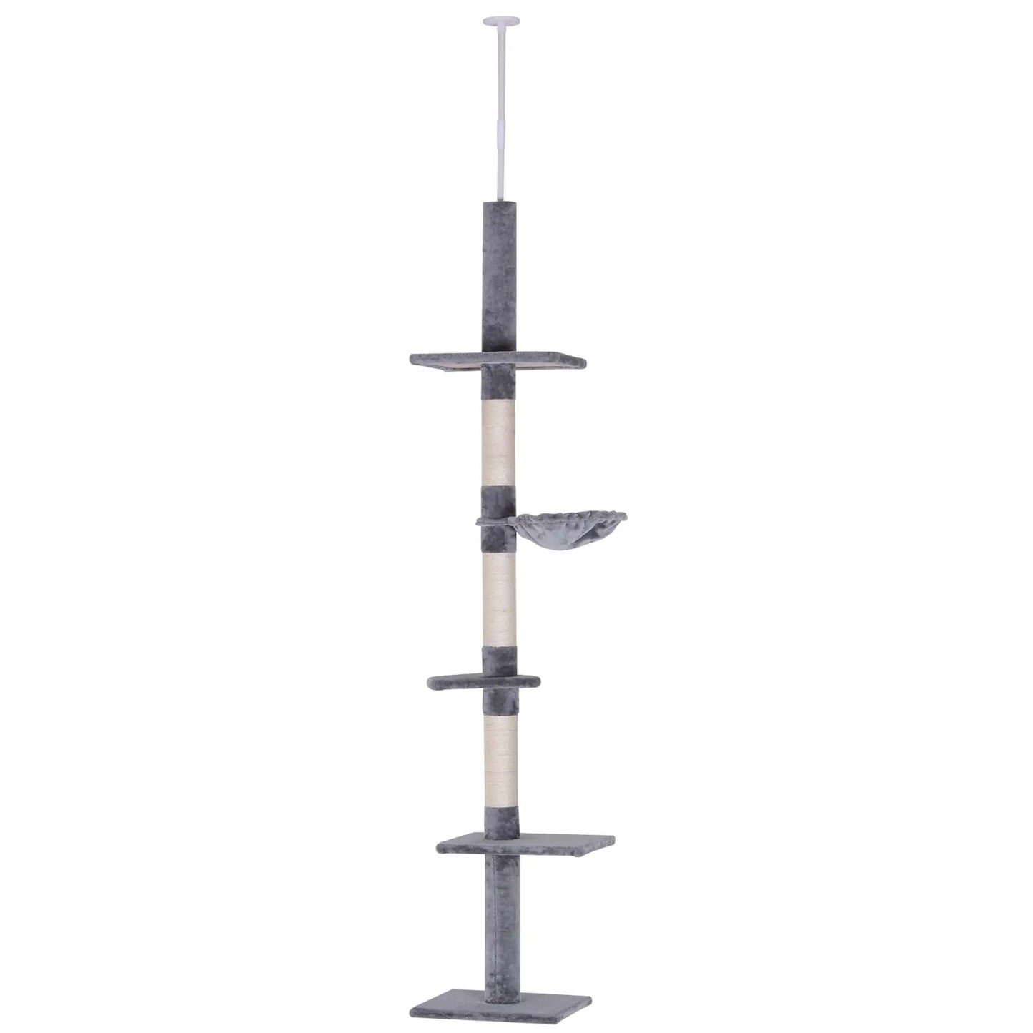 8.5ft Cat Climbing Tree, 5-Tier Activity Center, Scratching Post, Grey Floor to Ceiling Cat Trees at Gallery Canada