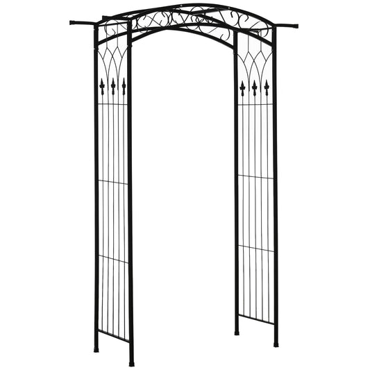 7Ft Outdoor Garden Arbor, Wedding Arch for Ceremony, Trellis with Scrollwork Design, Ideal for Climbing Vines and Plants, Black at Gallery Canada
