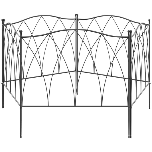 5PCs Outdoor Garden Fence Panels, Metal Wire Landscape Flower Bed Border Edging Animal Barrier, 24" x 10', Black - Gallery Canada