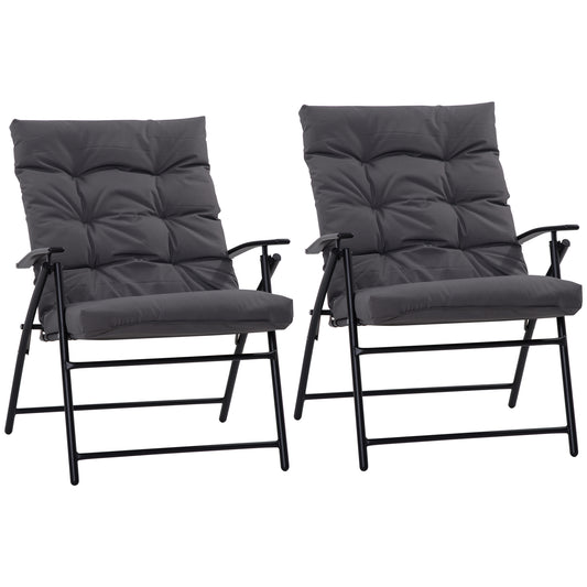 Set of 2 Outdoor Folding Chairs with Adjustable Backrest, Padded Camping Chairs for Outdoor Events, Grey at Gallery Canada