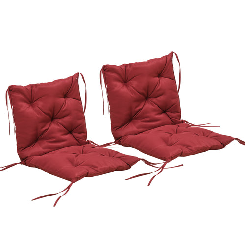 Set of 2 Garden Chair Cushions Comfortable Seat Pad with Backrest for Sunbeds, Rocking Chairs, Loungers for Outdoor &; Indoor Use, Wine Red