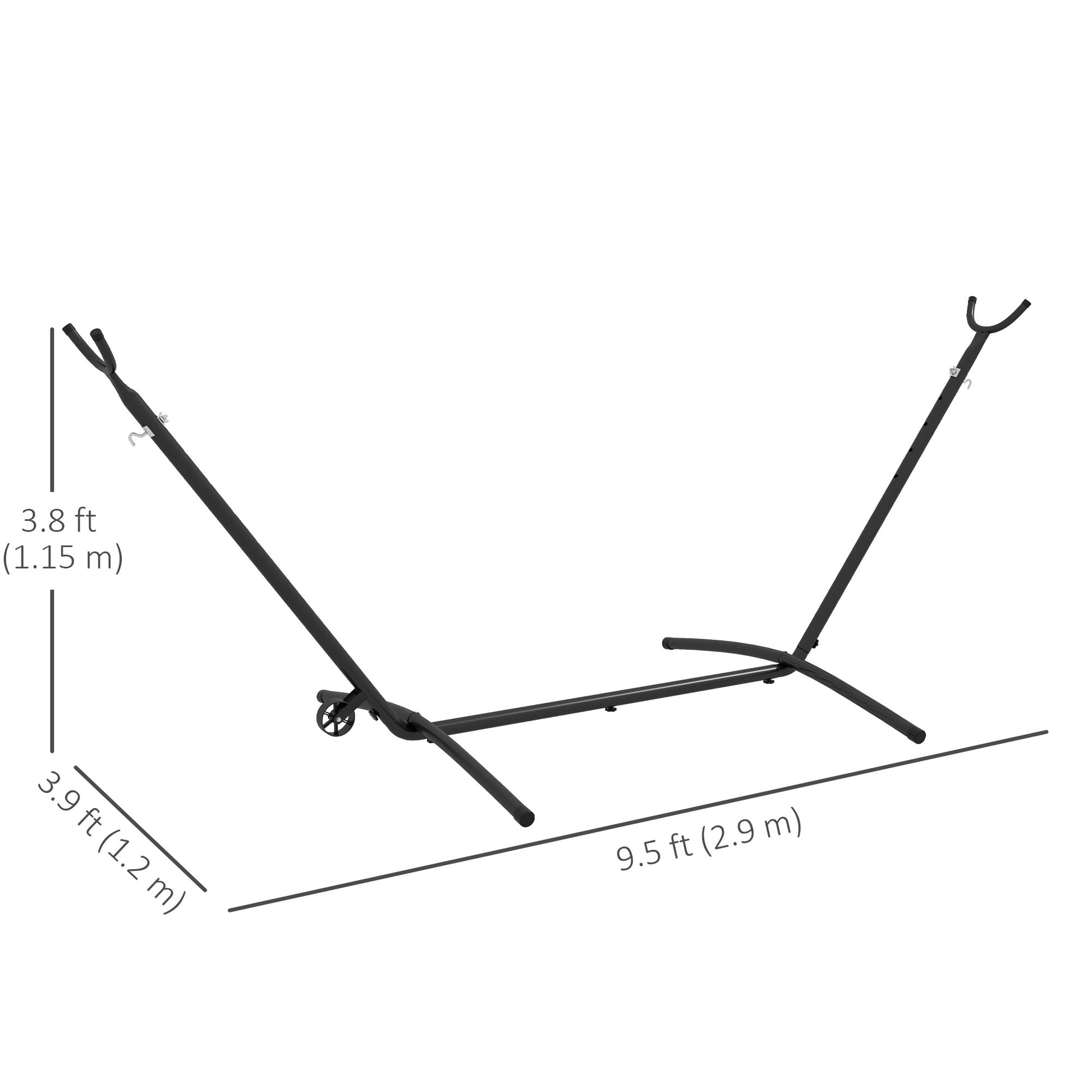 9.5ft Hammock Stand Only, Portable Hammock with Wheels, Adjustable Hammock Net Stand, for String-style, Brazilian-style, Flat-style, Rope-style Hammocks, Black at Gallery Canada