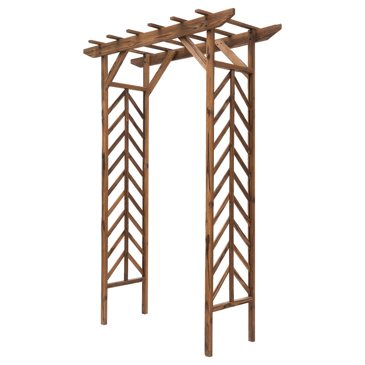 79" Plant Trellis, Arched Garden Arbour with Pergola Style Roof, Fir Wood Frame for Climbing Vines at Gallery Canada
