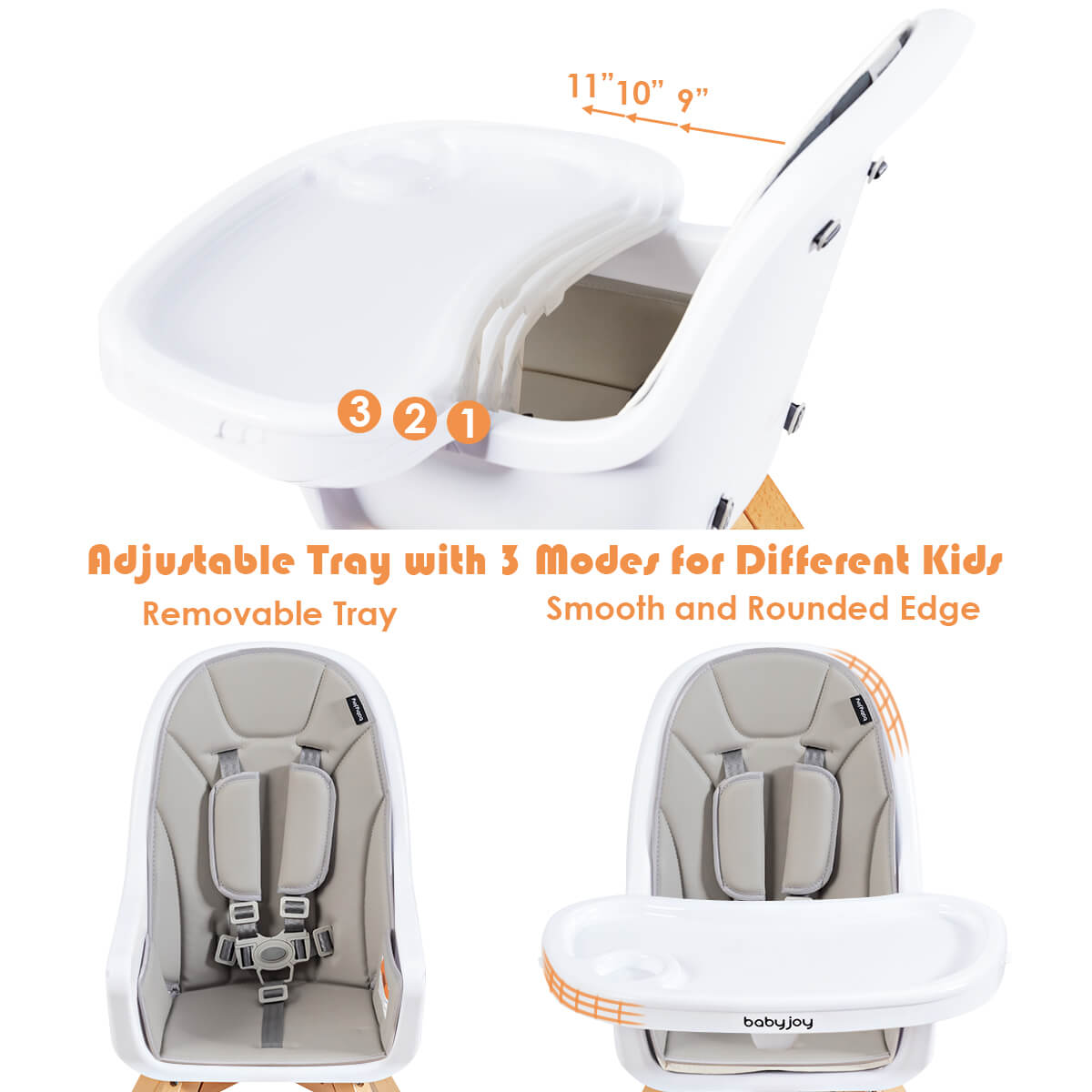 3-in-1 Convertible Baby High Chair with Replaceable Legs and Rocking Bar - Gallery Canada