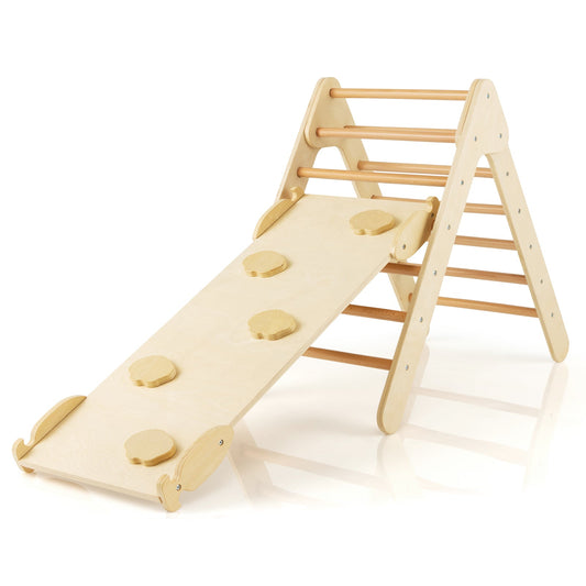 3-in-1 Wooden Climbing Triangle Set Triangle Climber with Ramp at Gallery Canada