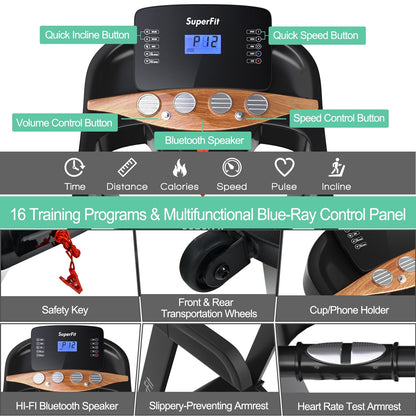 3.75HP Electric Folding Treadmill with Auto Incline 12 Program APP Control - Gallery Canada