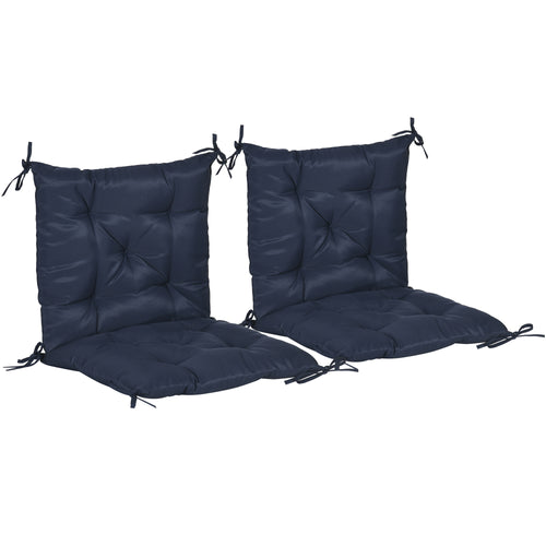 Set of 2 Garden Chair Cushions Comfortable Seat Pad with Backrest for Sunbeds, Rocking Chairs, Loungers for Outdoor &; Indoor Use, Dark Blue