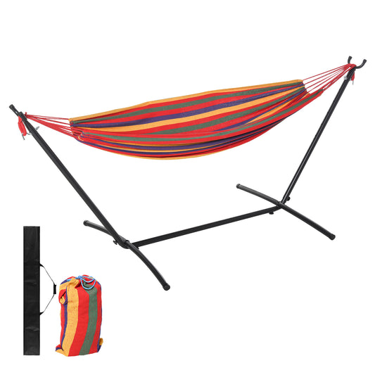 Patio Hammock with Stand, Fabric Outdoor Hammock Bed with Stand, Free Standing Adjustable Lounge Chair Includes Portable Carrying Case for Outdoor or Indoor - Gallery Canada