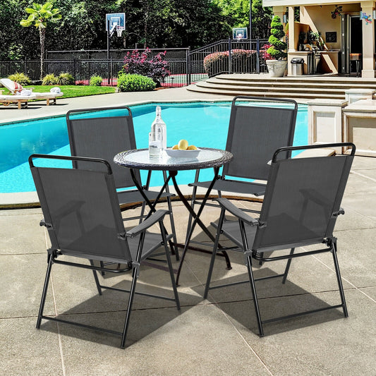 4 Pieces Portable Outdoor Folding Chair with Armrest at Gallery Canada