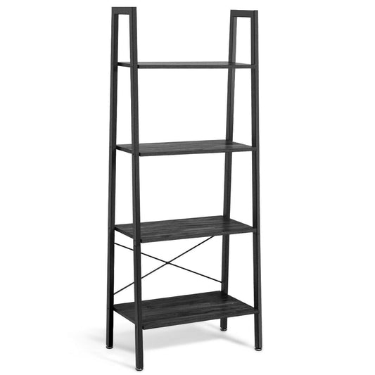 4-Tier Wood Ladder Shelf Display Rack with Metal Frame at Gallery Canada