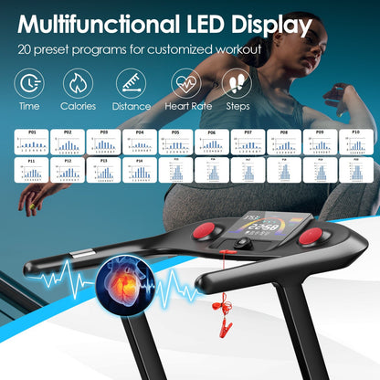 4.75HP Folding Treadmill with Preset Programs Touch Screen Control - Gallery Canada