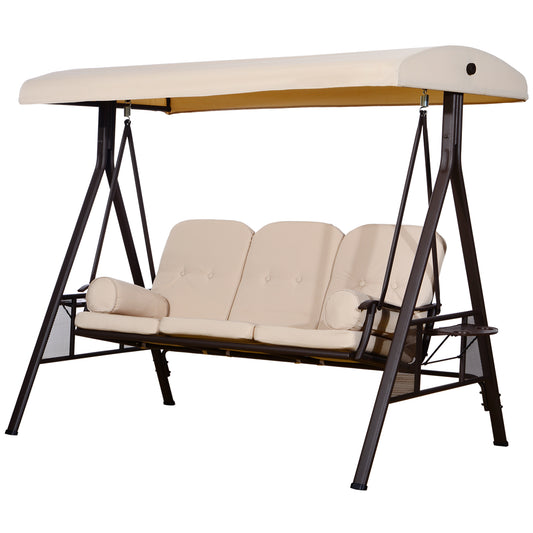 3 Seater Heavy Duty Swing Chair Outdoor Lounge Hammock Cushioned Seat W/ Tilt Canopy - Gallery Canada