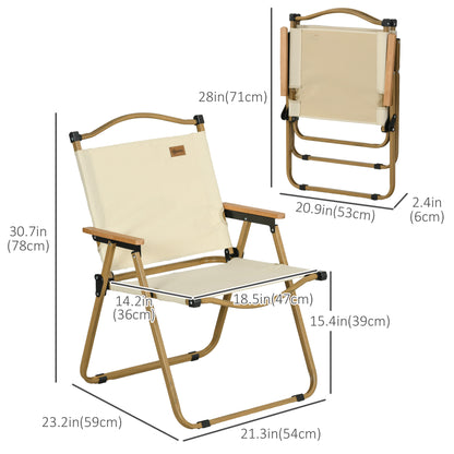Set of 2 Camping Chair, Lightweight Folding Chair, Portable Armchairs, Excellent for Festivals, Fishing, Beach and Hiking, Beige at Gallery Canada