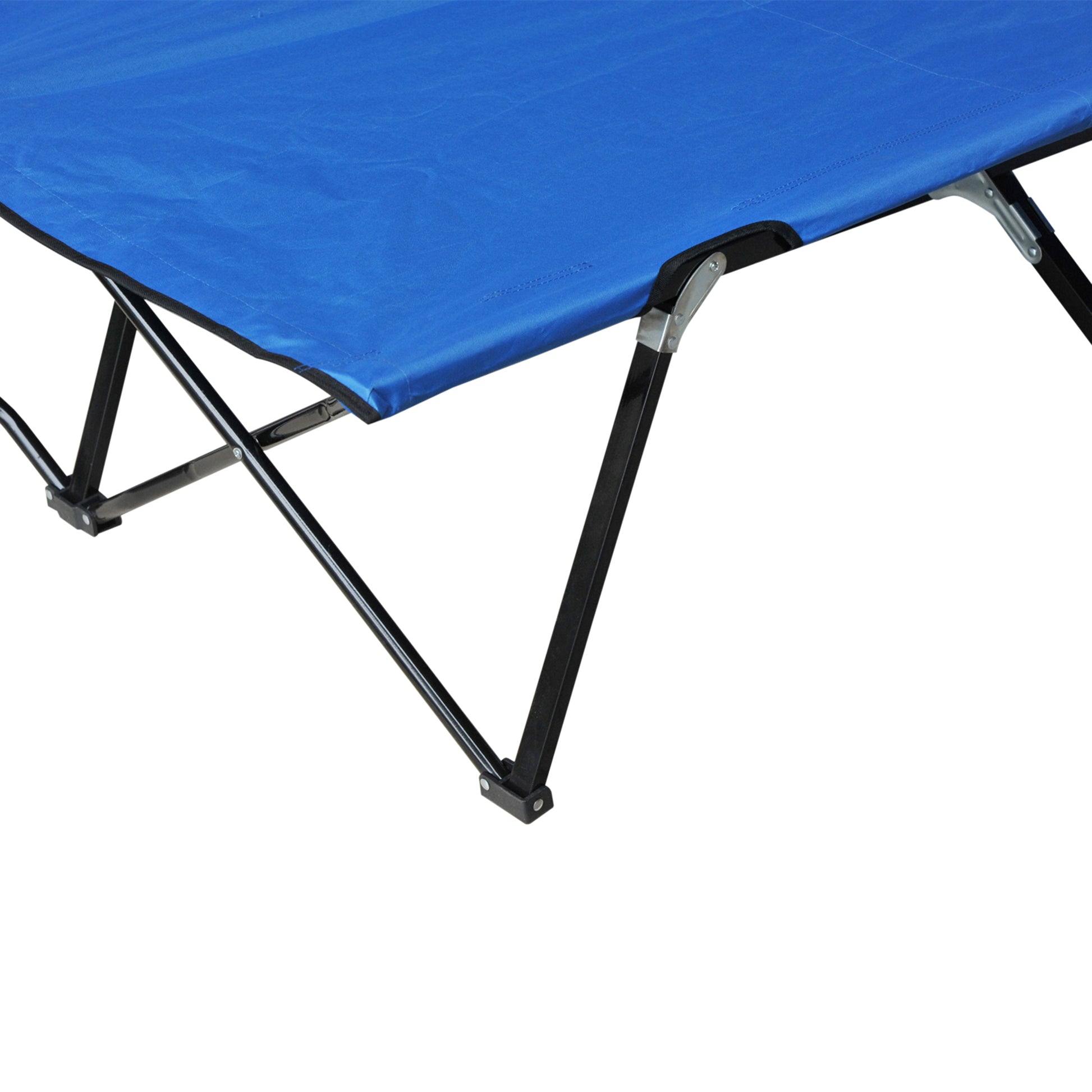 76" Two Person Folding Camping Cot Outdoor Portable Double Cot Wide Military Sleeping Bed w/ Carrying Bag Blue at Gallery Canada