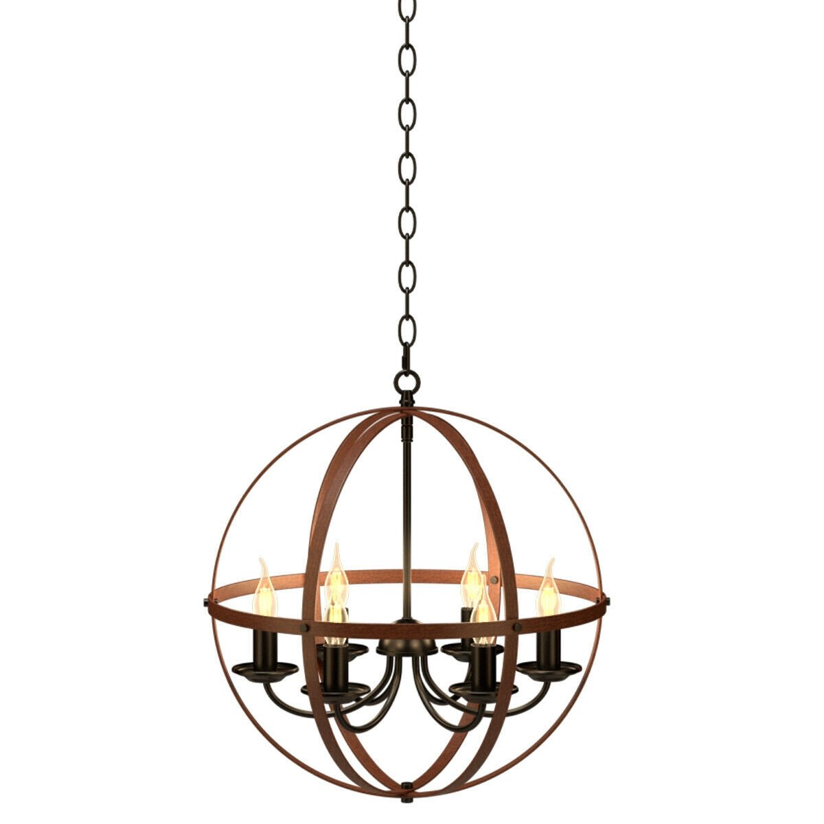 6-Light Orb Chandelier Rustic Vintage Ceiling Lamp - Gallery Canada