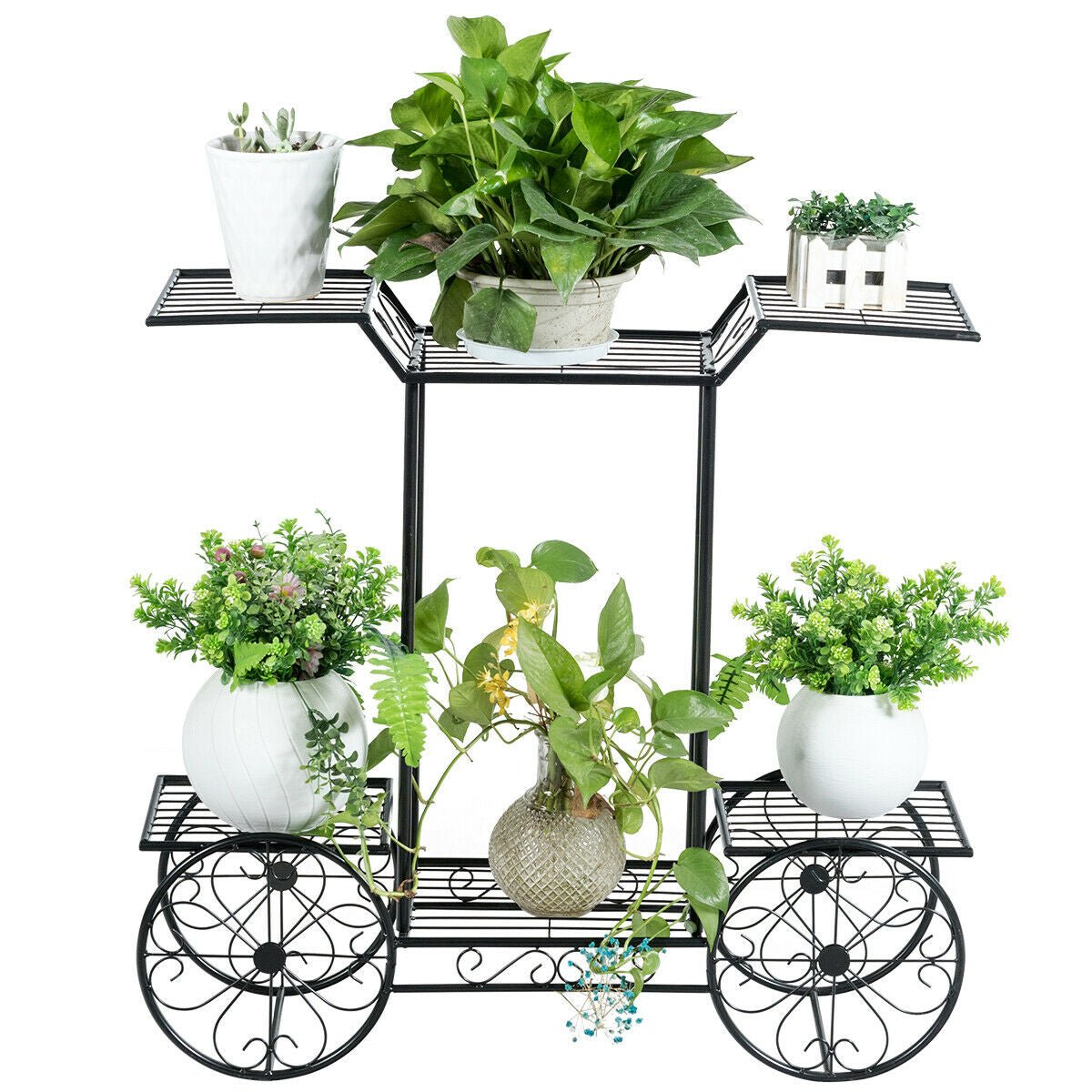6-Tier Garden Cart Flower Rack Display Decor Pot Plant Holder - Gallery Canada