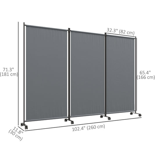 Folding Room Divider with Castor Wheels, Rolling Privacy Screen for Patio Backyard Pool Hot Tub, 6ft Tall - Gallery Canada