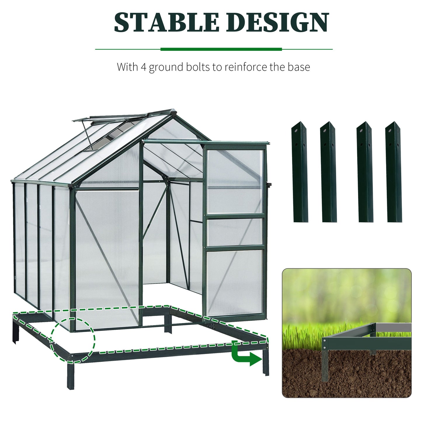 6.2' x 8.3' x 6.6' Clear Polycarbonate Greenhouse Large Walk-In Green House w/ Slide Door at Gallery Canada