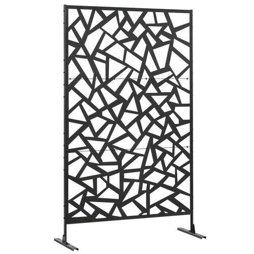 Metal Outdoor Privacy Screen, Decorative Outdoor Divider with Stand and Expansion Screws, Freestanding Privacy Panel for Garden Backyard Deck, Irregular Fence Style