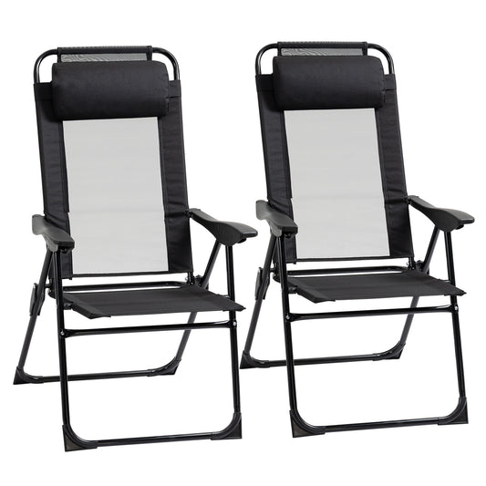 Double Camping Chairs Foldable w/ Reclining &; Headrest, Black at Gallery Canada
