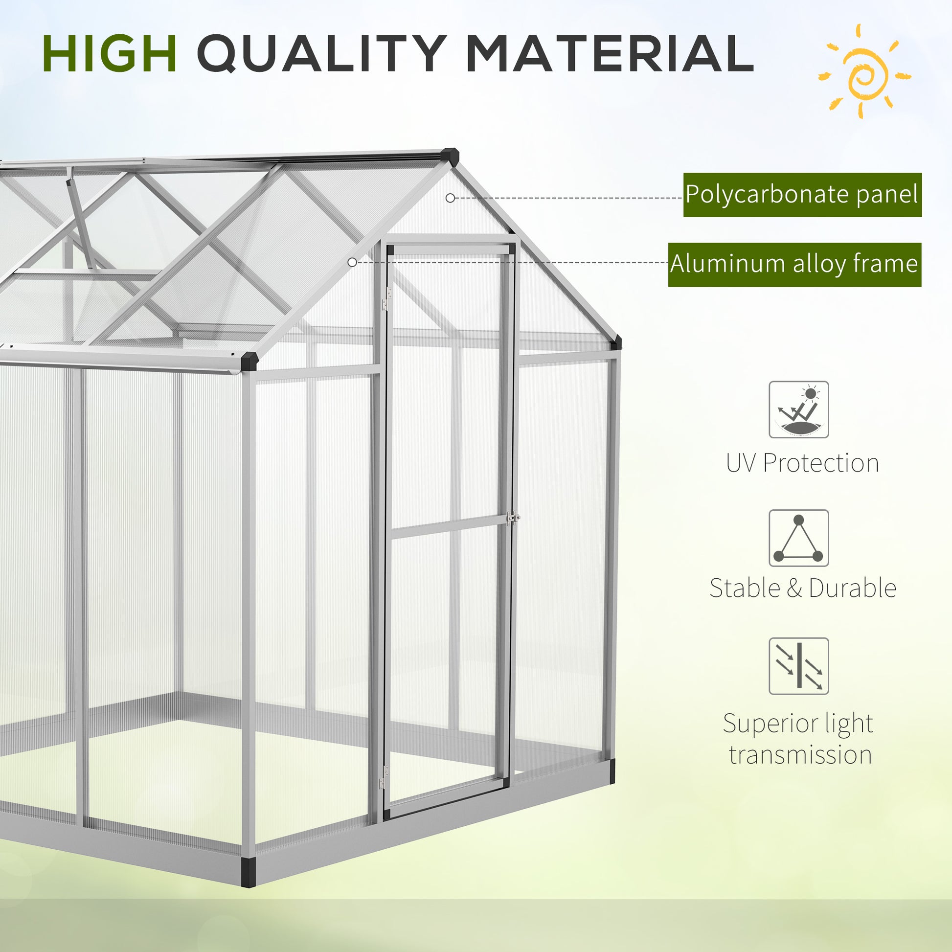 6' x 6' x 6.4' Walk-in Garden Greenhouse Polycarbonate Panels Plants Flower Growth Shed Cold Frame Outdoor Portable Warm House at Gallery Canada