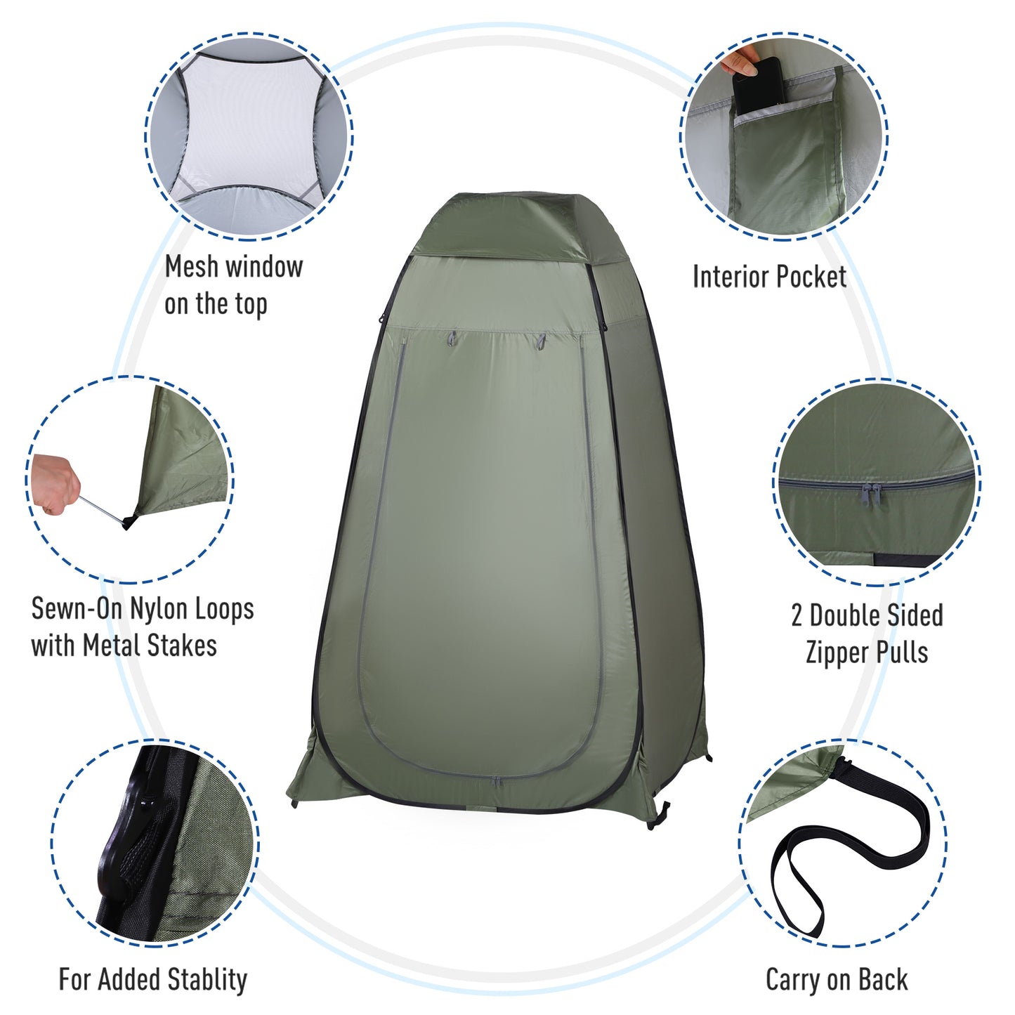 Pop Up Shower Tent, Portable Privacy Room for Outdoor Changing, Dressing, Fishing Storage with Carrying Bag, Green at Gallery Canada