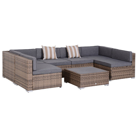 7-Piece Patio Furniture Sets Outdoor Wicker Conversation Sets All Weather PE Rattan Sectional Sofa, Grey at Gallery Canada