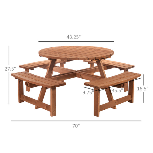 8 Seater Round Wooden Pub Bench &; Picnic Table Garden Chair Dining Table Set for Outdoor Patio Deck Furniture at Gallery Canada