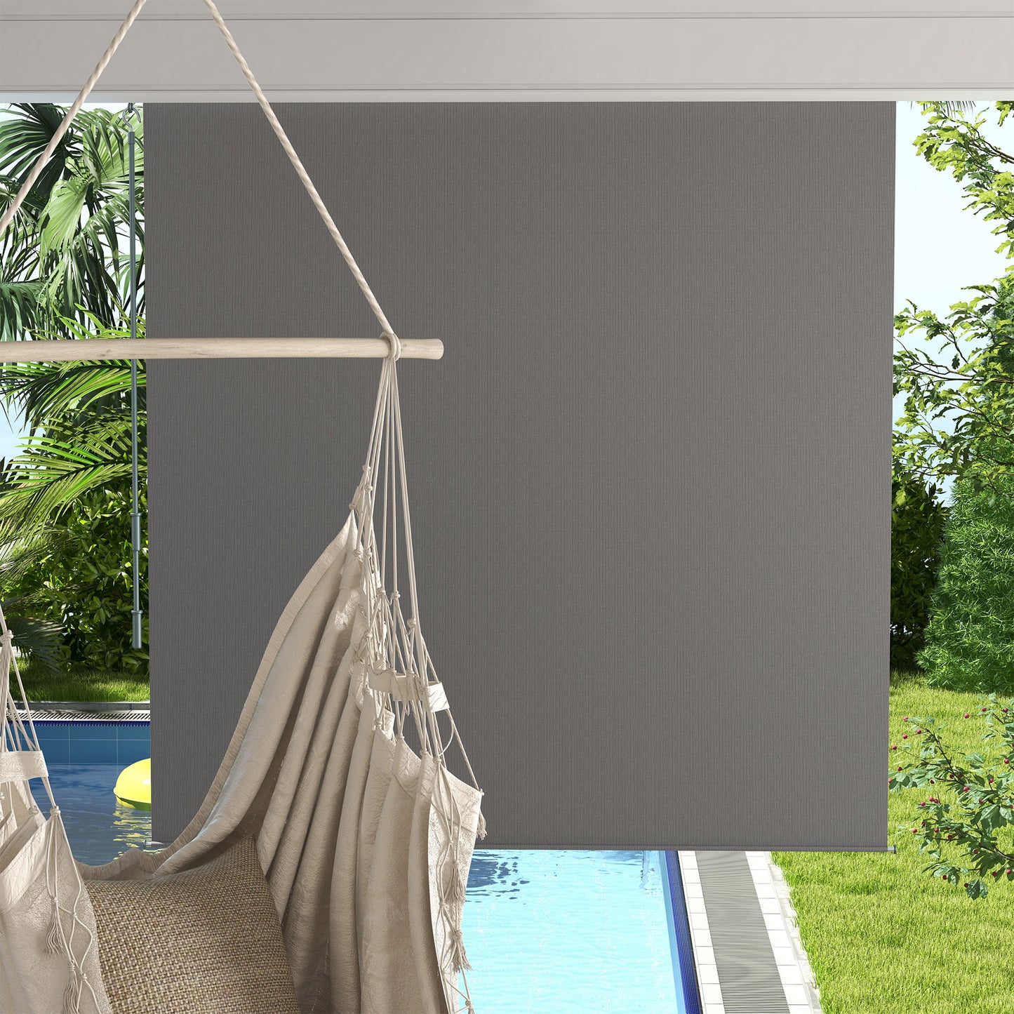 6' x 6' Patio Door Blinds, Outdoor Roller Shades, Cordless Roll Up Shade for Porch Gazebo, Light Grey at Gallery Canada