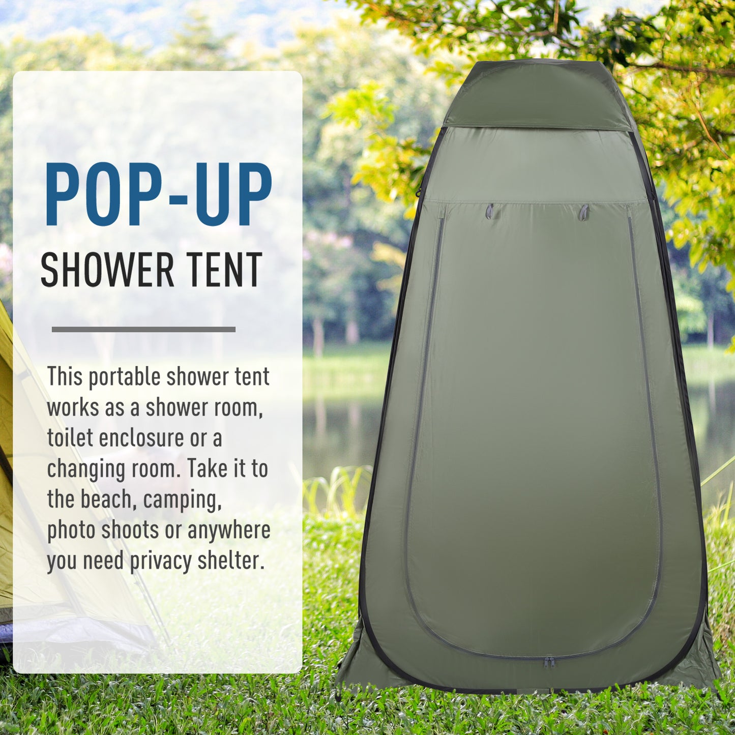 Pop Up Shower Tent, Portable Privacy Room for Outdoor Changing, Dressing, Fishing Storage with Carrying Bag, Green at Gallery Canada
