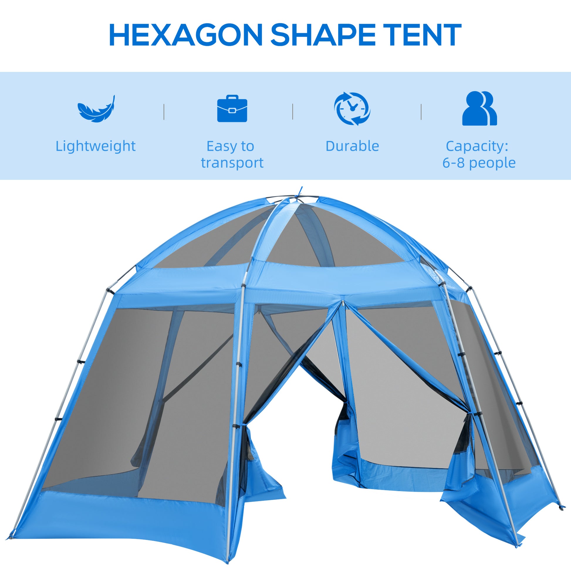Camping Tent for 6-8 Person, Portable Family Tent with Carrying Bag, Easy Set Up for Hiking and Outdoor, Blue at Gallery Canada