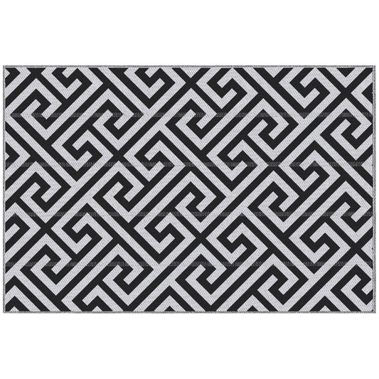 Reversible Outdoor RV Rug, Patio Floor Mat, 4' x 6' Plastic Straw Rug for Backyard, Deck, Beach, Camping, Black &; White at Gallery Canada