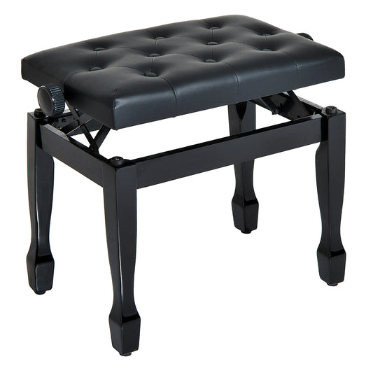25" Adjustable Padded Piano Bench Wooden Artist Keyboard Seat Stool Chair Black - Gallery Canada