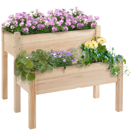 34"x34"x28" 2-Tier Raised Garden Bed Wooden Planter Box for Backyard, Patio to Grow Vegetables, Herbs, and Flowers - Gallery Canada