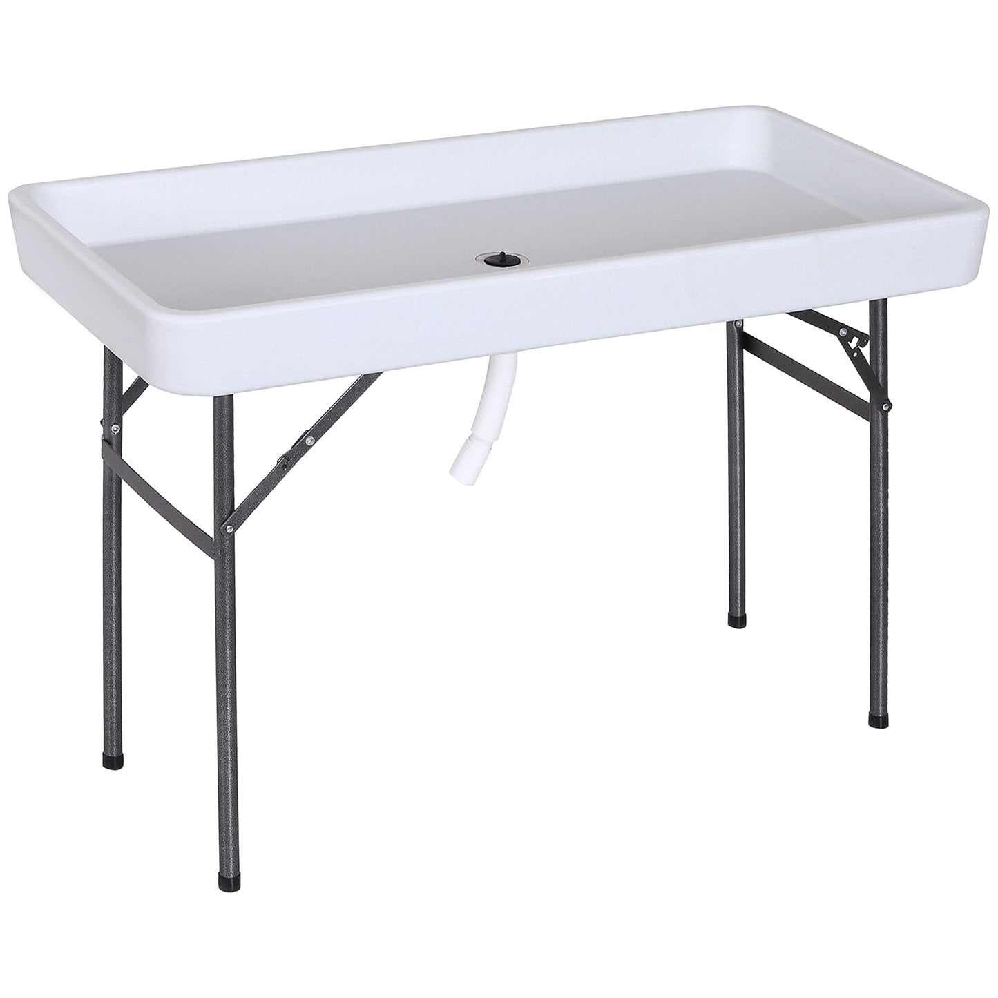 4ft Folding Picnic Table, Fish Fillet Cleaning Table, Camping Party Desk with Sink, White at Gallery Canada