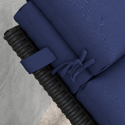 Patio Chaise Lounge Chair Cushion Replacement Sun Lounger Pads with Headrest and Ties, Dark Blue at Gallery Canada
