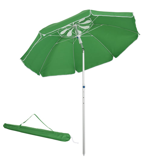 Arc. 6.4ft Beach Umbrella with Aluminum Pole Pointed Design Adjustable Tilt Carry Bag for Outdoor Patio Green at Gallery Canada