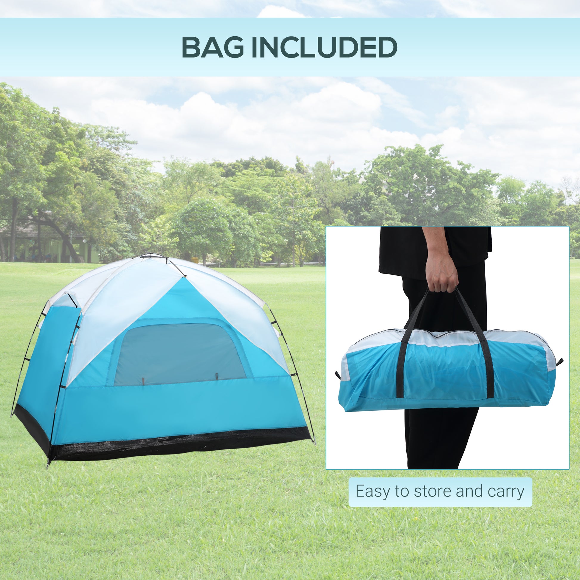 4 Person Camping Tent with Door Windows Backpacking Tent for Family Hiking Travel Hunting Picnic Blue and Grey at Gallery Canada