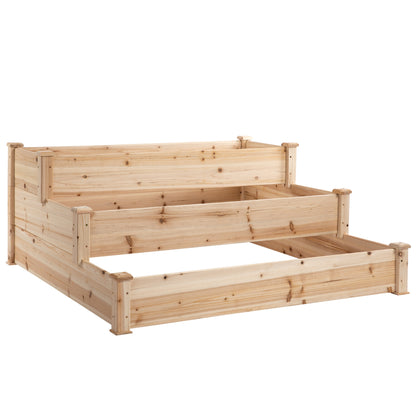 49"x49"x22" 3-Tier Raised Garden Bed Wooden Planter Kit Elevated Plant Box Stand for Yard &; Patio, Natural at Gallery Canada