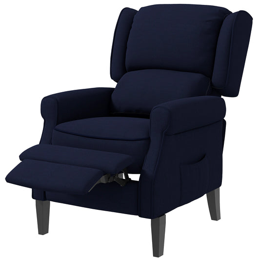 Push Back Recliner Chair, Vibration Massage Recliner for Living Room with Extendable Footrest, Remote, Pocket, Blue at Gallery Canada