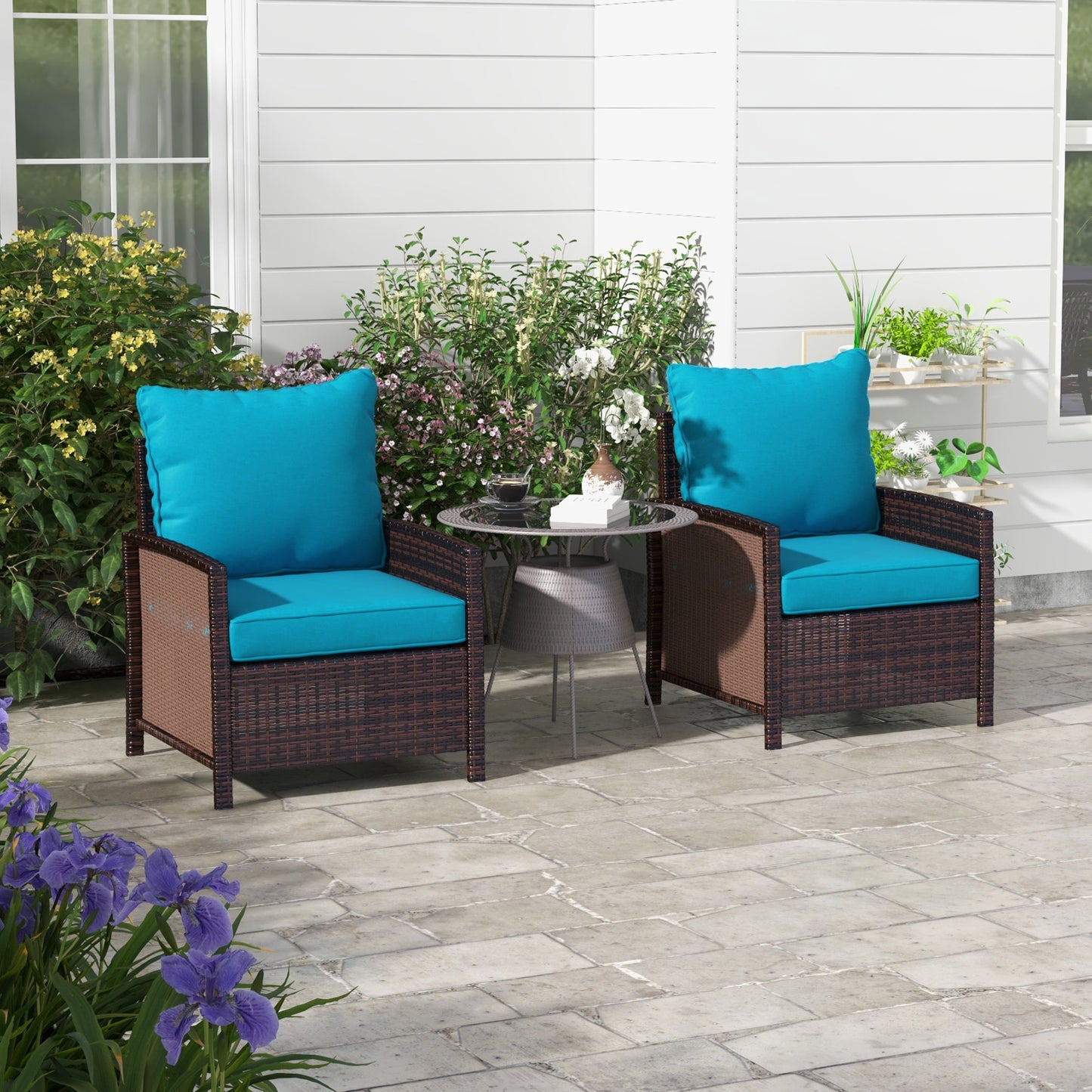4-Piece Seat Cushion Pillows Replacement, Patio Chair Cushions Set with Back for Indoor Outdoor, Green at Gallery Canada