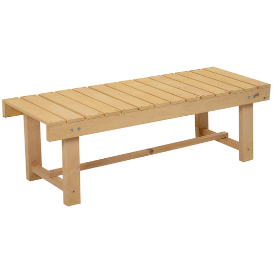 43.25" Outdoor Wood Garden Bench Backless Patio Fir Wood Loveseat Backyard Park Double Seat 2 Person Armless Chair Deck Furniture, Natural at Gallery Canada