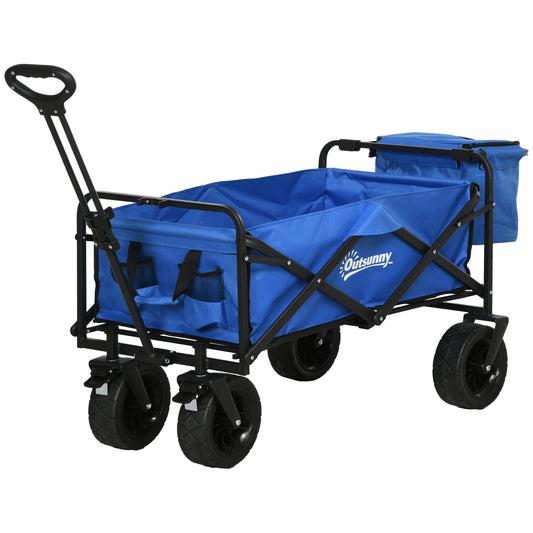 Steel Frame Folding Garden Cart, Collapsible Wagon Cart with Cooler Bag, Telescopic Handle and Carrying Bag - Gallery Canada