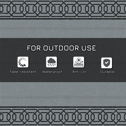Portable Outdoor Rug with Carrying Bag, 9' x 12' Reversible Mat, Waterproof Plastic Straw RV Rug for Backyard, Deck, Picnic, Beach, Camping, Black and Grey at Gallery Canada