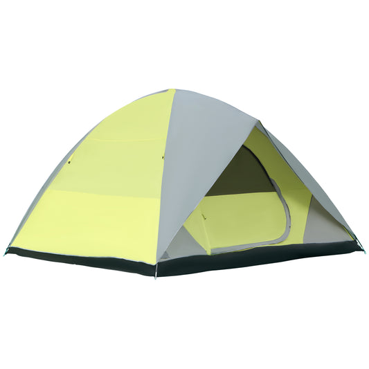 6- Person Family Dome Tent with Removable Rain Fly, Waterproof Camping Tent for Backpacking Hiking Outdoor with Carry Bag, Yellow and Grey - Gallery Canada